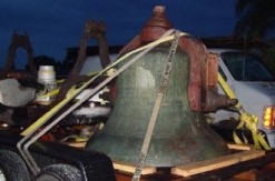 Antique brass bell & stanchion