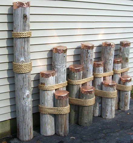 Mooring dolphins or dock pilings for nautical decor